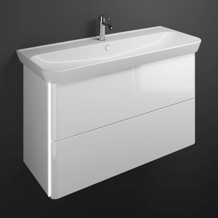 burgbad Iveo Waschtischkombination mit Keramik-Waschtisch und LED-Beleuchtung 120 cm