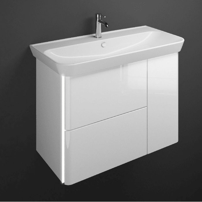 burgbad Iveo Waschtischkombination mit Keramik-Waschtisch und LED-Beleuchtung 100 cm Version Links