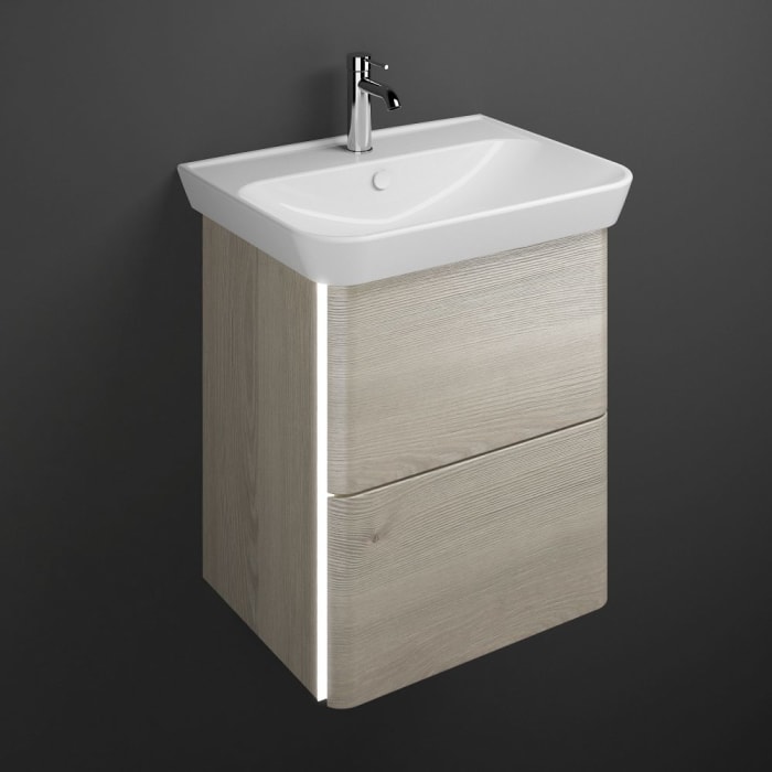 burgbad Iveo Waschtischkombination mit Keramik-Waschtisch und LED-Beleuchtung 65 cm