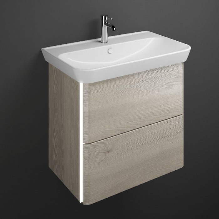 burgbad Iveo Waschtischkombination mit Keramik-Waschtisch und LED-Beleuchtung 80 cm