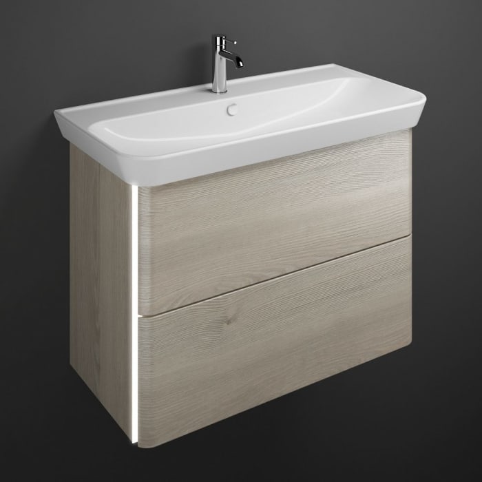 burgbad Iveo Waschtischkombination mit Keramik-Waschtisch und LED-Beleuchtung 100 cm