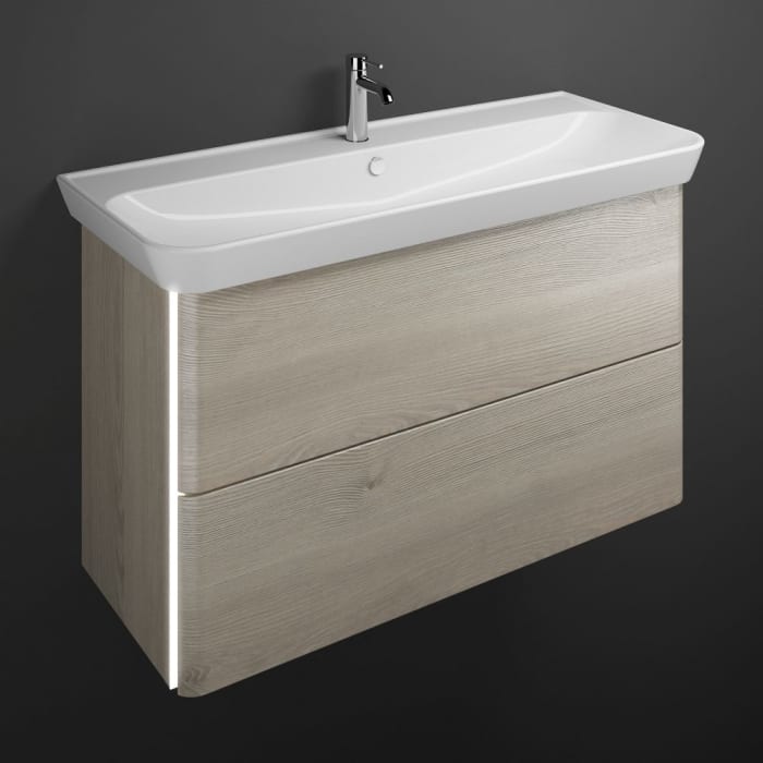 burgbad Iveo Waschtischkombination mit Keramik-Waschtisch und LED-Beleuchtung 120 cm