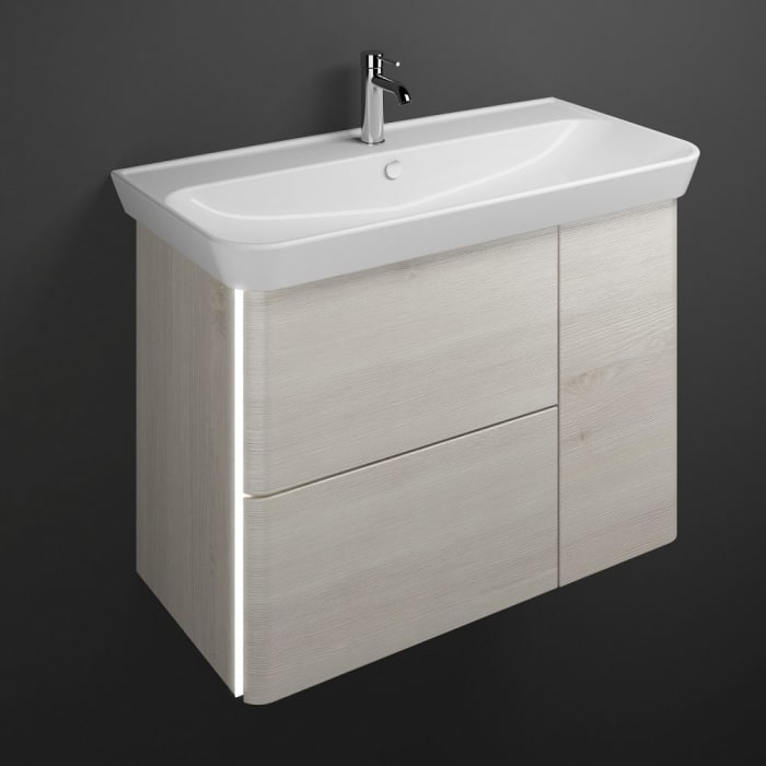 burgbad Iveo Waschtischkombination mit Keramik-Waschtisch und LED-Beleuchtung 100 cm Version Links