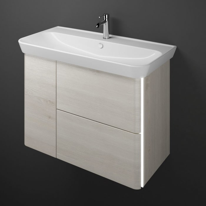 burgbad Iveo Waschtischkombination mit Keramik-Waschtisch und LED-Beleuchtung 100 cm Version Rechts