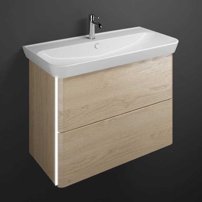 burgbad Iveo Waschtischkombination mit Keramik-Waschtisch und LED-Beleuchtung 100 cm