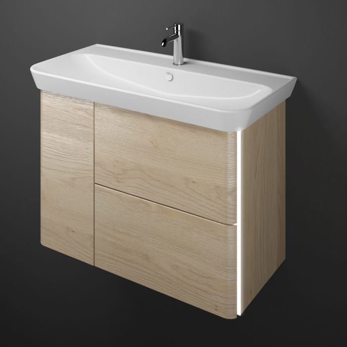 burgbad Iveo Waschtischkombination mit Keramik-Waschtisch und LED-Beleuchtung 100 cm Version Rechts