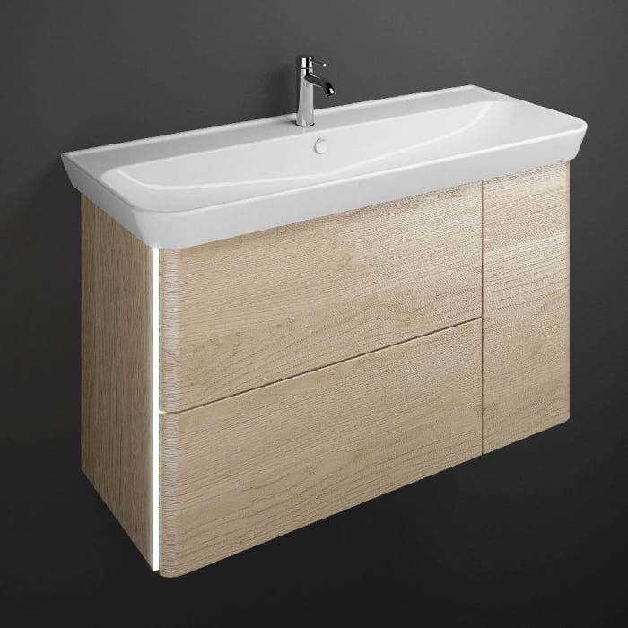 burgbad Iveo Waschtischkombination mit Keramik-Waschtisch und LED-Beleuchtung 120 cm Version Links