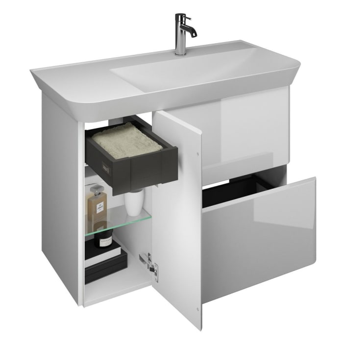 burgbad Iveo Waschtischkombination mit Mineralguss-Waschtisch 100 cm Rechts
