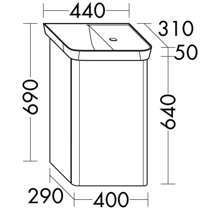 burgbad Iveo Waschtischkombination mit Mineralguss-Waschtisch 44 cm Links