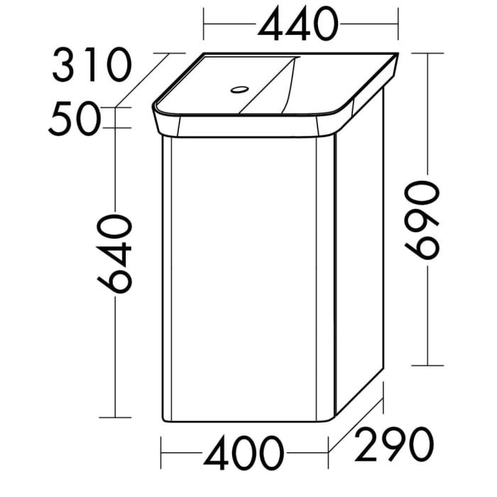 burgbad Iveo Waschtischkombination mit Mineralguss-Waschtisch 44 cm Rechts