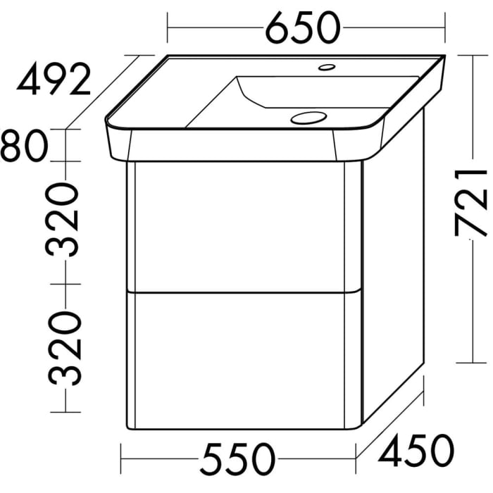 burgbad Iveo Waschtischkombination mit Mineralguss-Waschtisch 65 cm Rechts