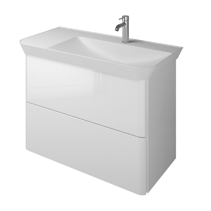 burgbad Iveo Waschtischkombination mit Mineralguss-Waschtisch 80 cm Rechts