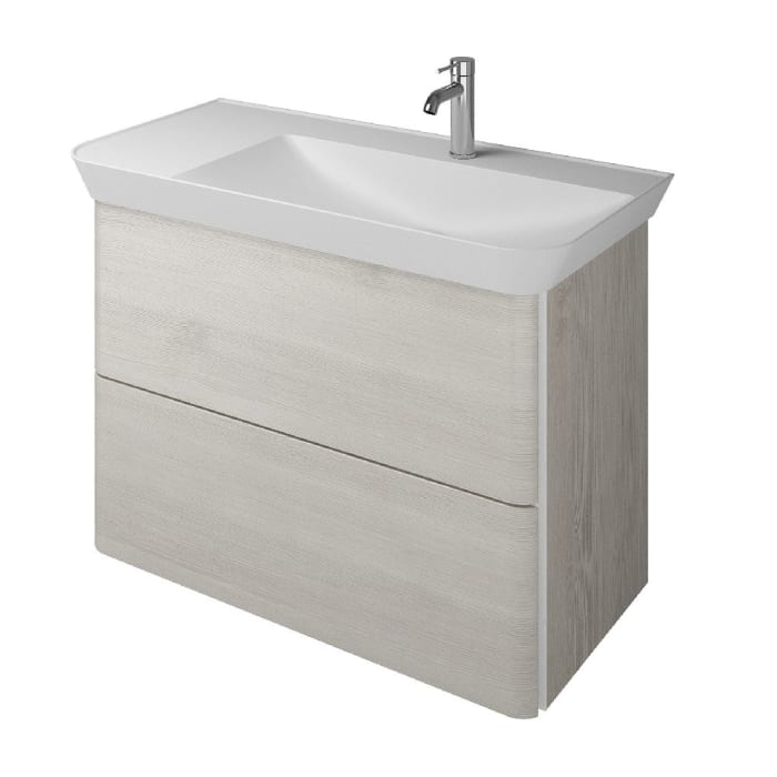 burgbad Iveo Waschtischkombination mit Mineralguss-Waschtisch 80 cm Rechts