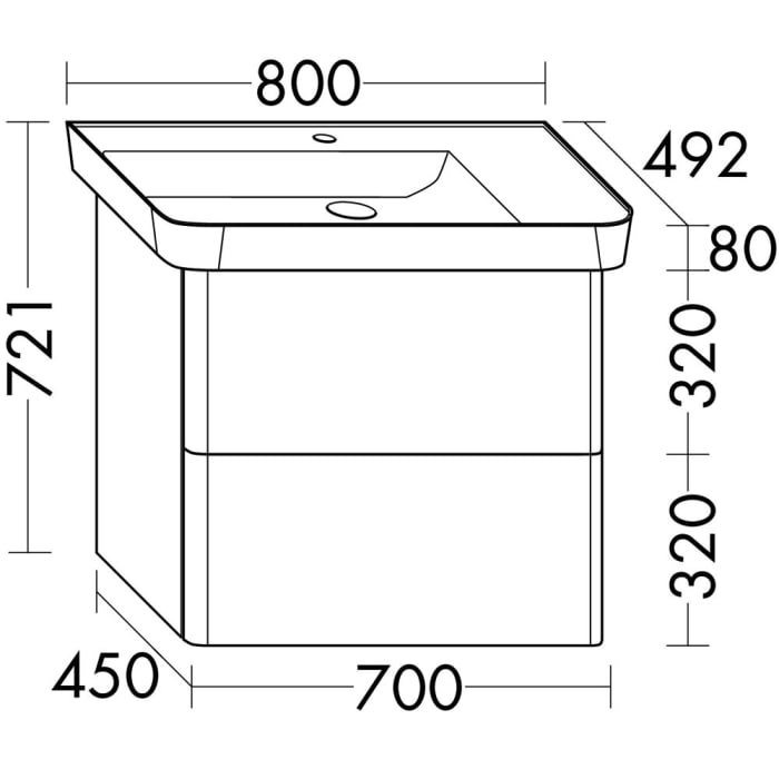 burgbad Iveo Waschtischkombination mit Mineralguss-Waschtisch 80 cm Links