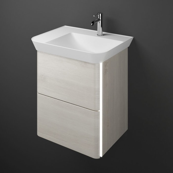 burgbad Iveo Waschtischkombination mit Mineralguss-Waschtisch und LED-Beleuchtung 65 cm Rechts