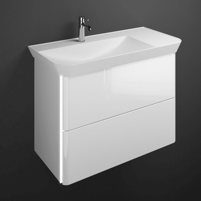 burgbad Iveo Waschtischkombination mit Mineralguss-Waschtisch und LED-Beleuchtung 80 cm Links