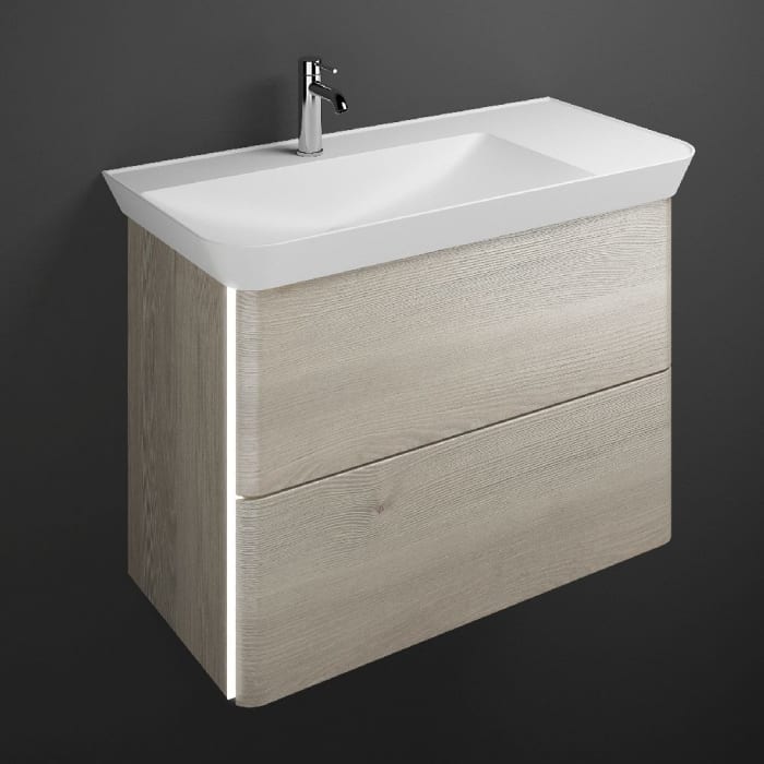 burgbad Iveo Waschtischkombination mit Mineralguss-Waschtisch und LED-Beleuchtung 80 cm Links