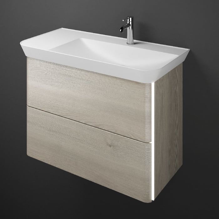 burgbad Iveo Waschtischkombination mit Mineralguss-Waschtisch und LED-Beleuchtung 80 cm Rechts