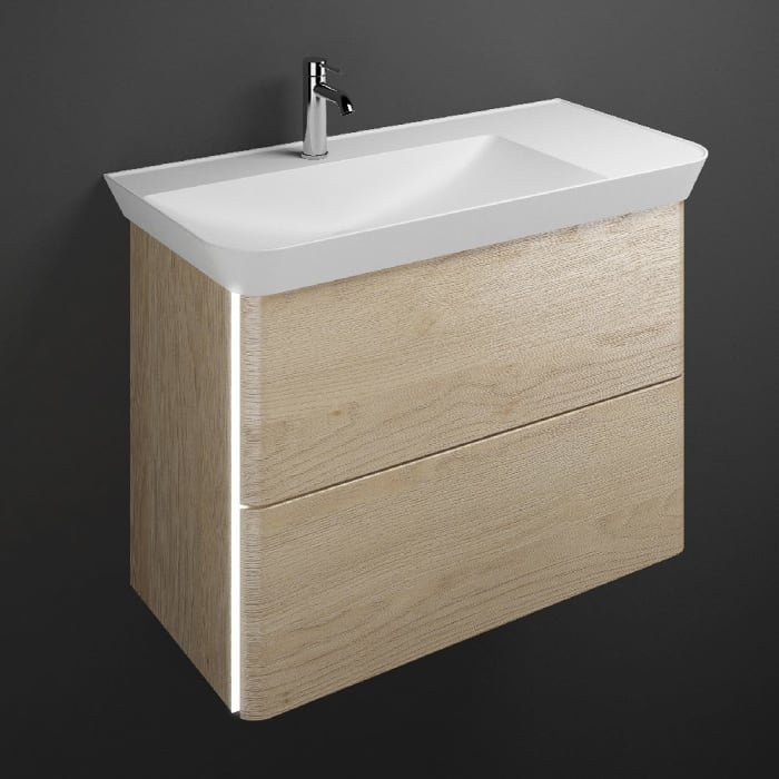 burgbad Iveo Waschtischkombination mit Mineralguss-Waschtisch und LED-Beleuchtung 100 cm Links