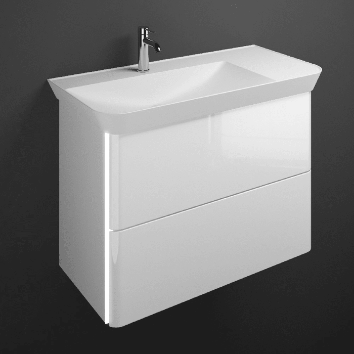 burgbad Iveo Waschtischkombination mit Mineralguss-Waschtisch und LED-Beleuchtung 100 cm Links