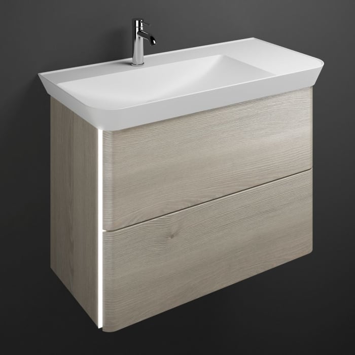 burgbad Iveo Waschtischkombination mit Mineralguss-Waschtisch und LED-Beleuchtung 100 cm Links