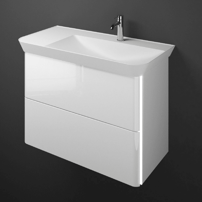 burgbad Iveo Waschtischkombination mit Mineralguss-Waschtisch und LED-Beleuchtung 100 cm Rechts