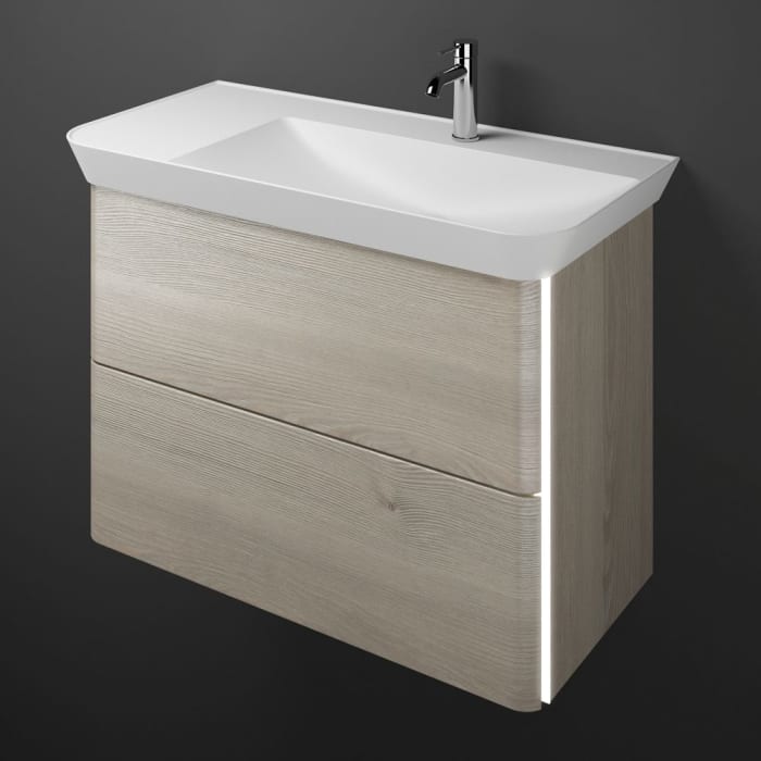 burgbad Iveo Waschtischkombination mit Mineralguss-Waschtisch und LED-Beleuchtung 100 cm Rechts