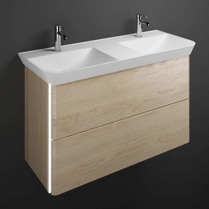 burgbad Iveo Waschtischkombination mit Mineralguss-Waschtisch und LED-Beleuchtung 120 cm