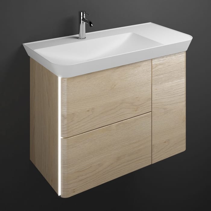 burgbad Iveo Waschtischkombination mit Mineralguss-Waschtisch und LED-Beleuchtung 100 cm Links