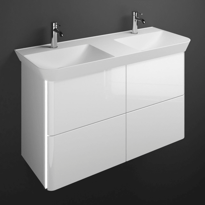 burgbad Iveo Waschtischkombination mit Mineralguss-Waschtisch und LED-Beleuchtung 120 cm