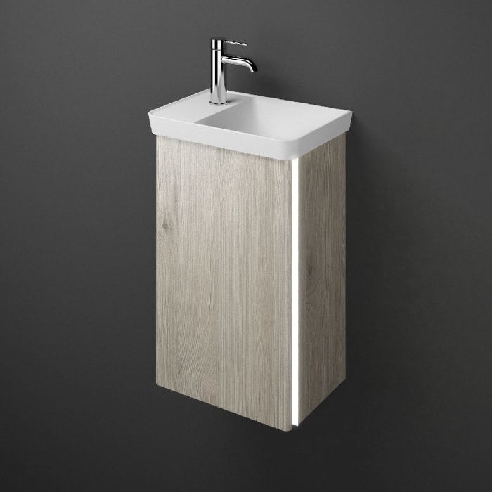 burgbad Iveo Waschtischkombination mit Mineralguss-Waschtisch und LED-Beleuchtung 44 cm Rechts