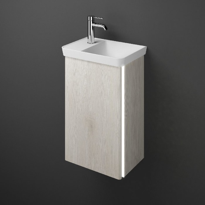 burgbad Iveo Waschtischkombination mit Mineralguss-Waschtisch und LED-Beleuchtung 44 cm Rechts