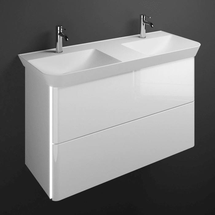 burgbad Iveo Waschtischkombination mit Mineralguss-Waschtisch und LED-Beleuchtung 120 cm