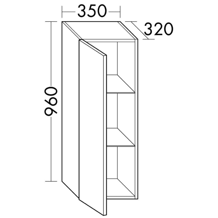burgbad Junit Halbhoher Schrank 35 x 32 x 96 cm Links