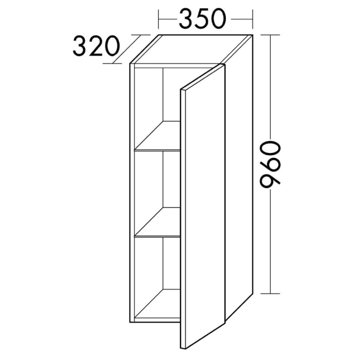 burgbad Junit Halbhoher Schrank 35 x 32 x 96 cm Rechts