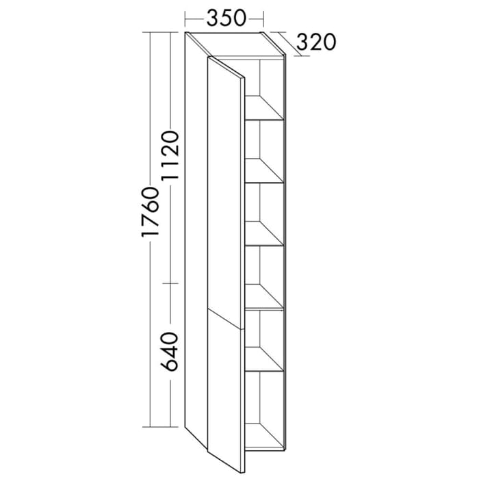 burgbad Junit Hochschrank 35 x 32 x 176 cm Links