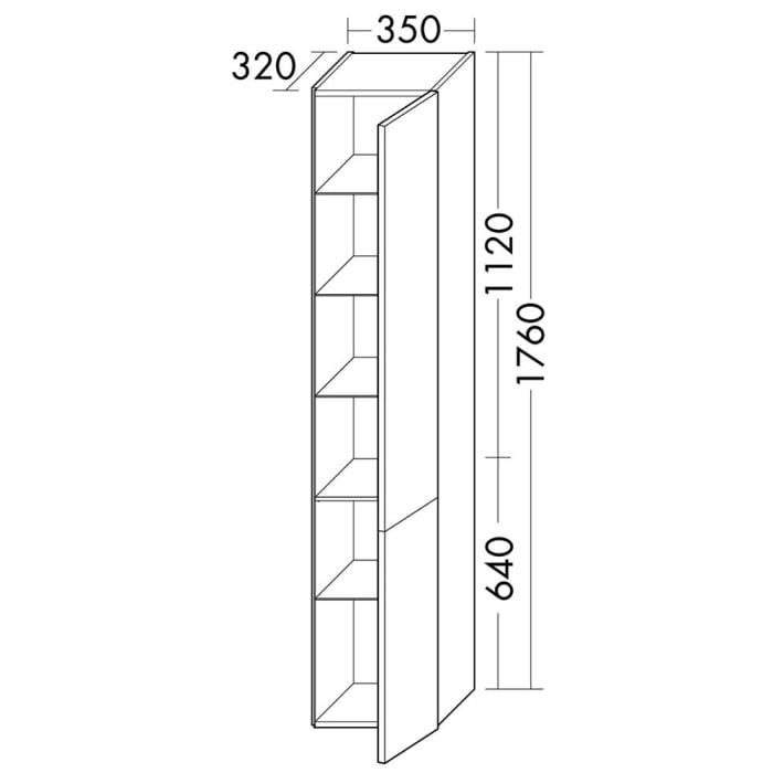 burgbad Junit Hochschrank 35 x 32 x 176 cm Rechts