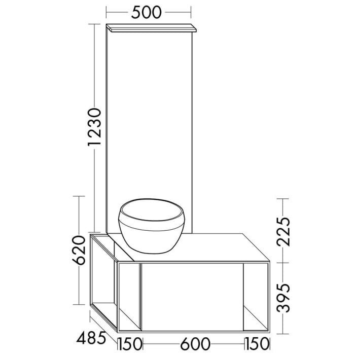 burgbad Junit Möbelkombination 90 cm inkl. Mineralguss-Waschtisch Links