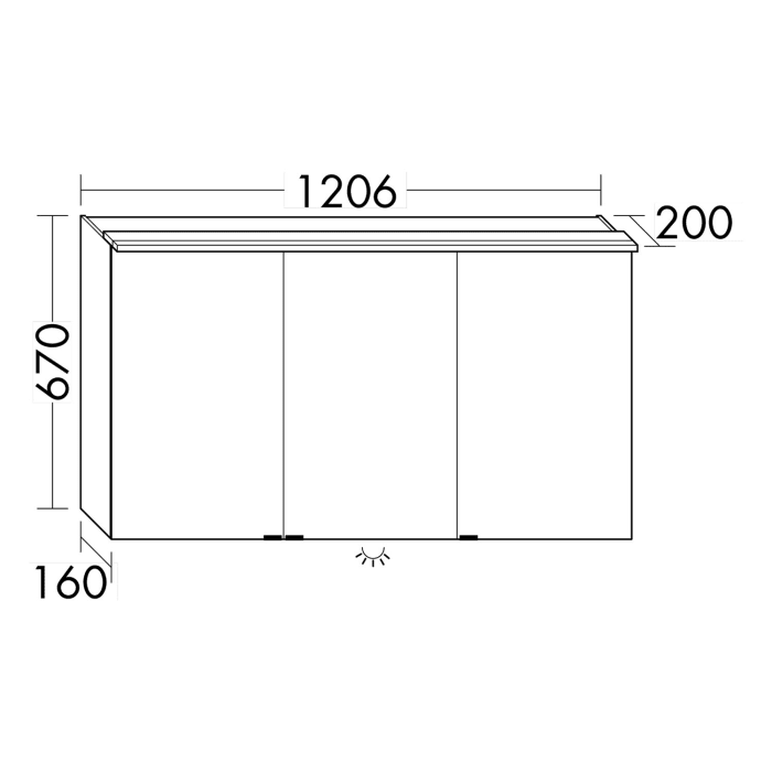 burgbad Junit Spiegelschrank mit LED-Aufsatzleuchte und LED-Waschtischbeleuchtung 120 cm Links