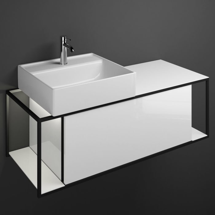 burgbad Junit Waschtischkombination mit Keramik-Waschtisch und LED-Beleuchtung Links 120 cm