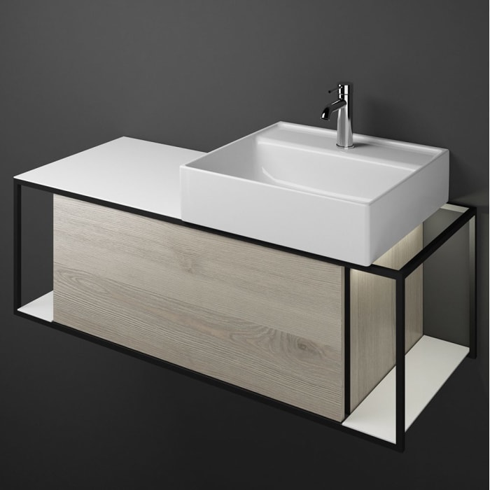 burgbad Junit Waschtischkombination mit Keramik-Waschtisch und LED-Beleuchtung Rechts 120 cm