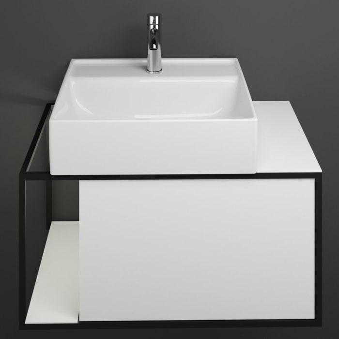 burgbad Junit Waschtischkombination mit Keramik-Waschtisch und LED-Beleuchtung Links 76,5 cm