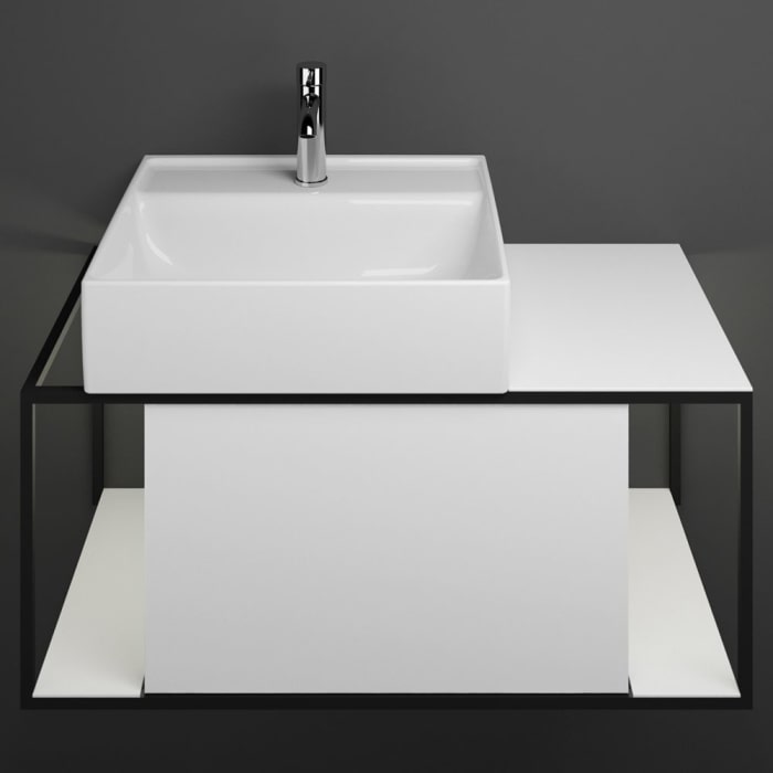 burgbad Junit Waschtischkombination mit Keramik-Waschtisch und LED-Beleuchtung Links 90 cm