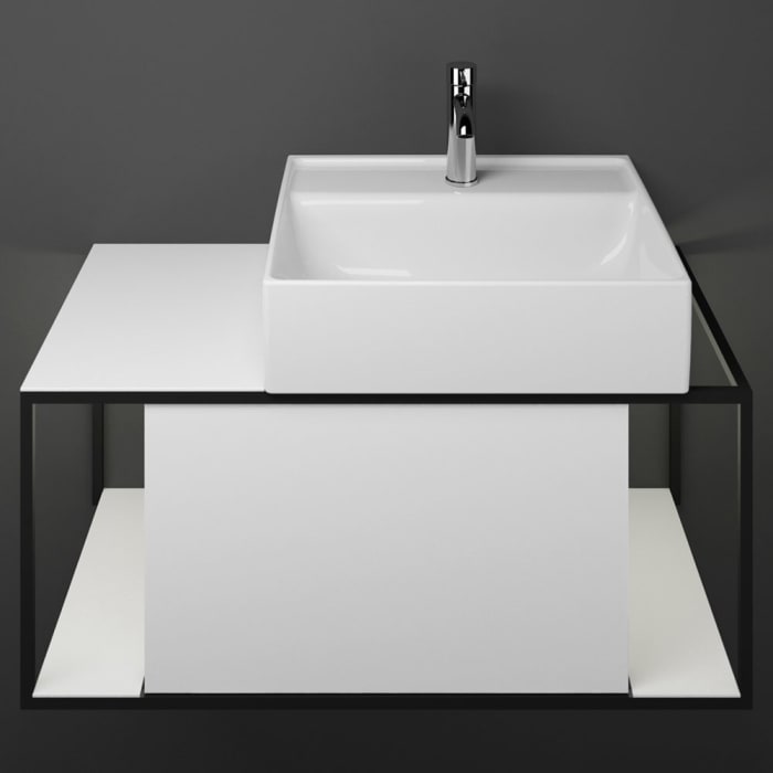 burgbad Junit Waschtischkombination mit Keramik-Waschtisch und LED-Beleuchtung Rechts 90 cm