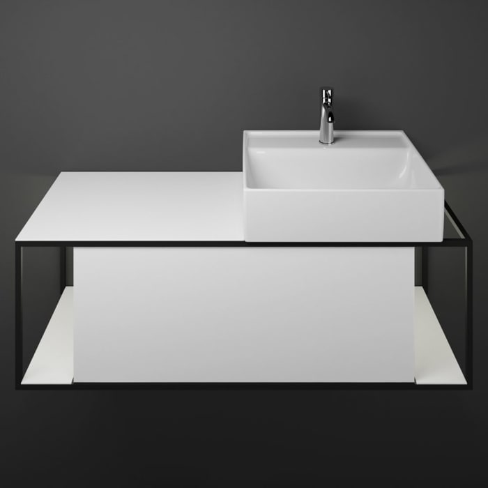 burgbad Junit Waschtischkombination mit Keramik-Waschtisch und LED-Beleuchtung Rechts 120 cm