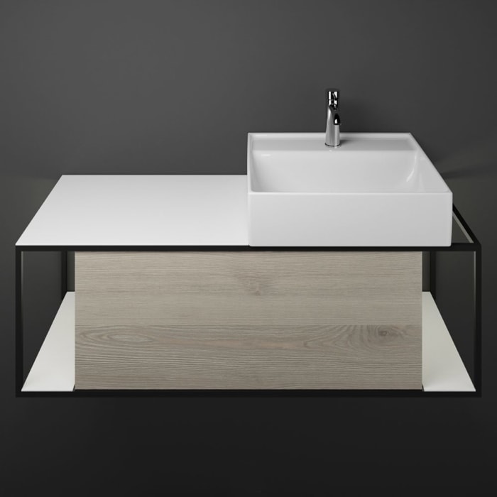 burgbad Junit Waschtischkombination mit Keramik-Waschtisch und LED-Beleuchtung Rechts 120 cm