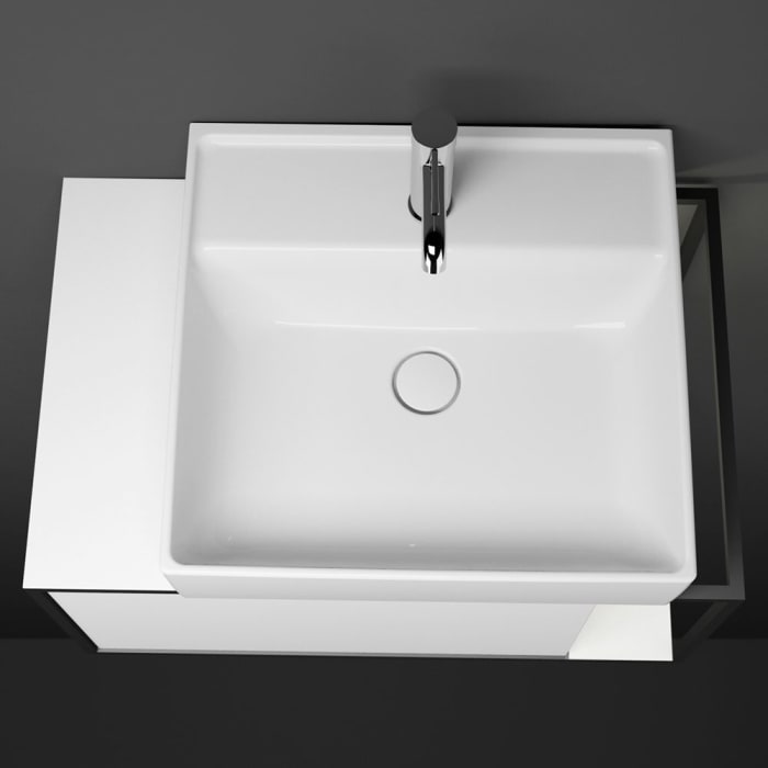 burgbad Junit Waschtischkombination mit Keramik-Waschtisch und LED-Beleuchtung Rechts 76,5 cm