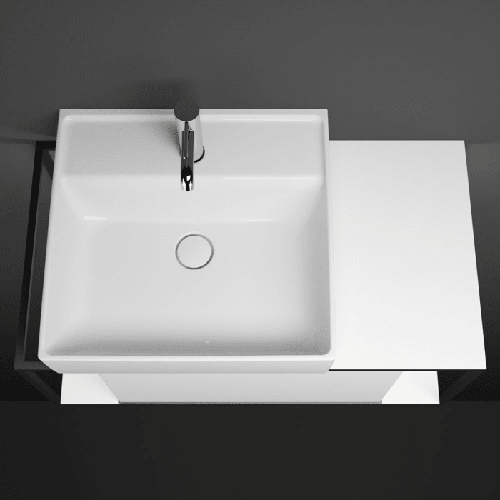 burgbad Junit Waschtischkombination mit Keramik-Waschtisch und LED-Beleuchtung Links 90 cm