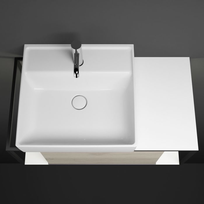 burgbad Junit Waschtischkombination mit Keramik-Waschtisch und LED-Beleuchtung Links 90 cm