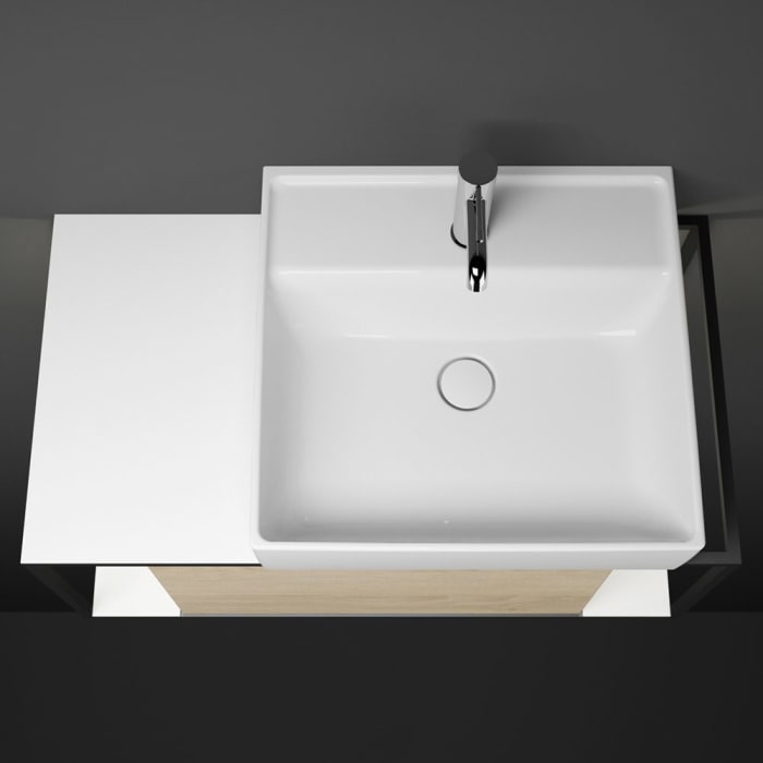 burgbad Junit Waschtischkombination mit Keramik-Waschtisch und LED-Beleuchtung Rechts 90 cm